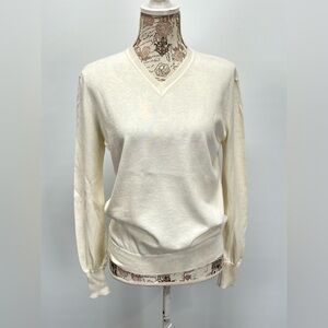 FELICITE Cream V-Neck lightweight Sweater size 1/XS-S